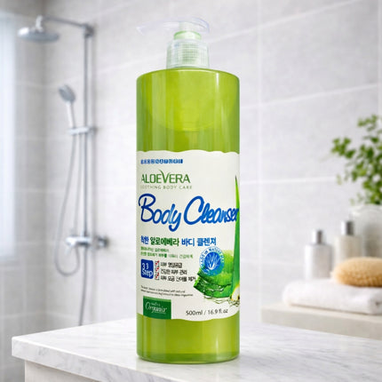 White Organia Good Nature 95% Aloe Vera Body Cleanser (500g / 16.9 fl oz Pump) – Made in Korea