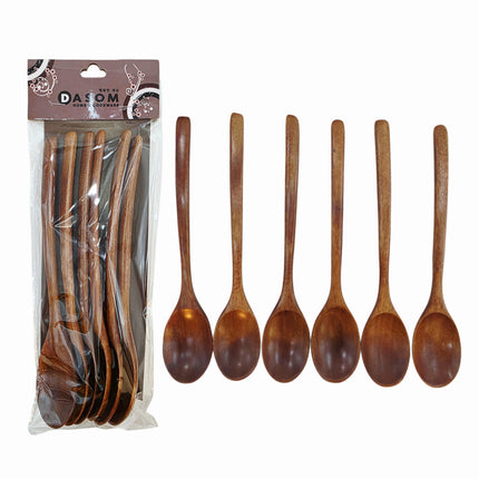 DASOM Lacquered Wooden Spoons 6-Piece Set - 9.1 in (23 cm) Cooking, Serving & Dining Spoons