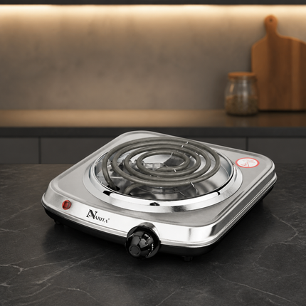 Narita Electric Single Burner Hot Plate - 1000W Spiral Coil Countertop Burner - 11" x 12" - ETL Listed