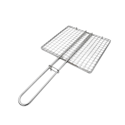 Stainless Steel Double-Layer Square Mini BBQ Grill Basket with Locking Ring – 7.9" x 7.9" (20 x 20 cm)