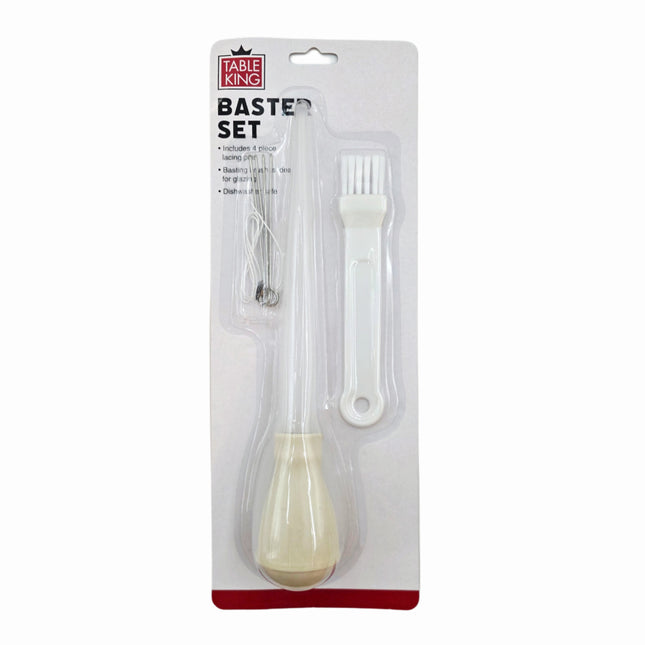 "Table King" 6pc Baster Set (1 Baster, 1 Basting Brush,4 lacing pins w/ thread)