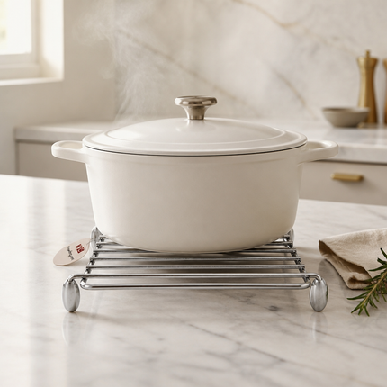 Stainless Steel Square Trivet with Non-Slip Feet – 8" x 8" - Hot Pat Mat