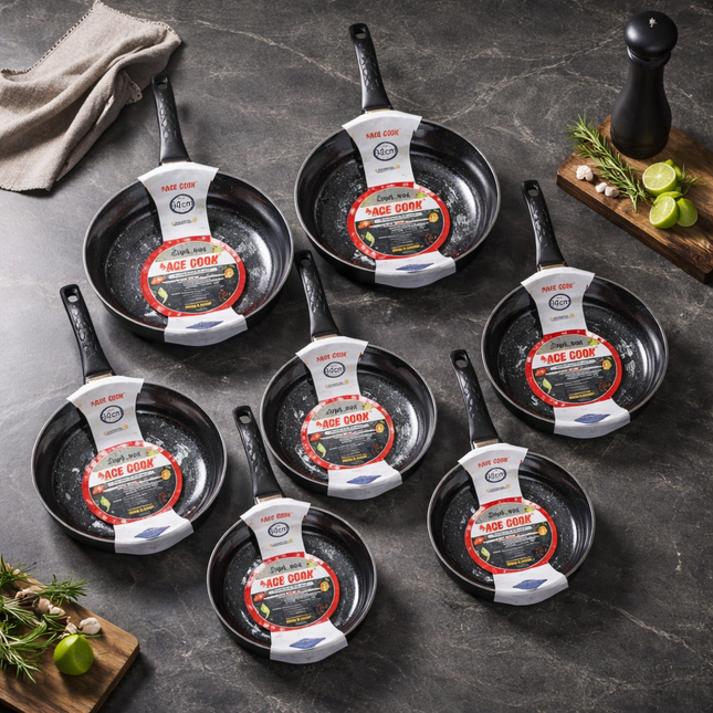 Ace Cook “Supr” 5-Layer Nano Marble Nonstick Wok Pans (7 Sizes) – Made in Korea