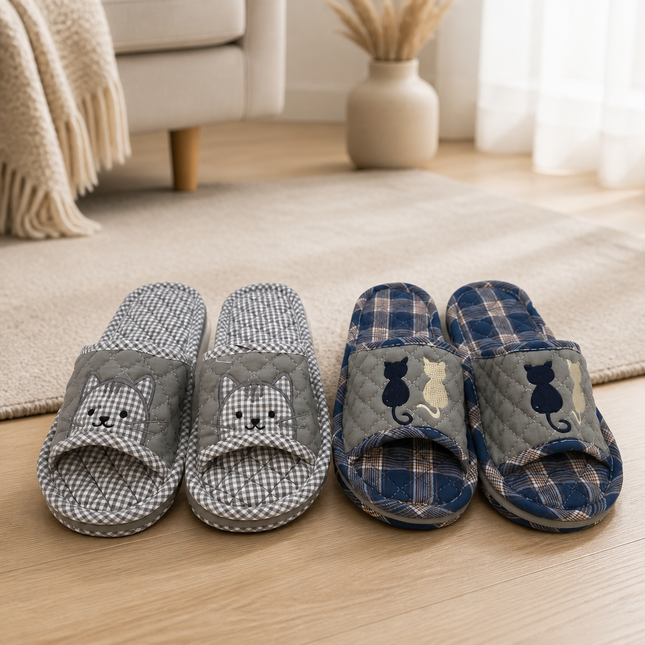 Home Art Men's Triple-Padded Quilted House Slippers (2 Colors) – One Size (Fits Most Men)