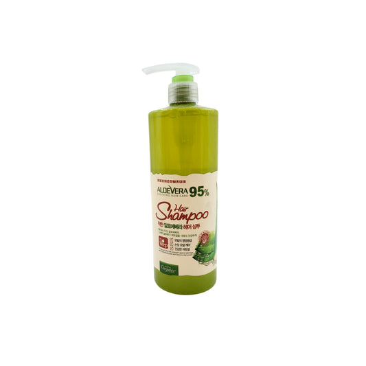 White Organia Good Nature 95% Aloe Vera Hair Shampoo (Pump bottle - 500g / 16.9 fl oz) - Made in Korea