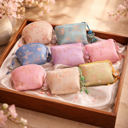 Traditional Korean Embroidered Hanbok Bag & Accessories – 6-Piece Gift Set (Made in Korea)