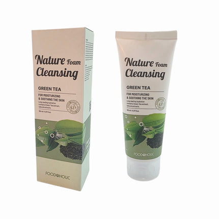 FOODAHOLIC Nature Foam Cleansing – Korean Facial Cleanser (Aloe, Cucumber, Green Tea, Collagen | 150ml) - Made in Korea