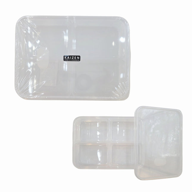 4-Section Clear Storage Container with Vented Lid – Food & Small Parts Organizer (8.25″ x 6″)
