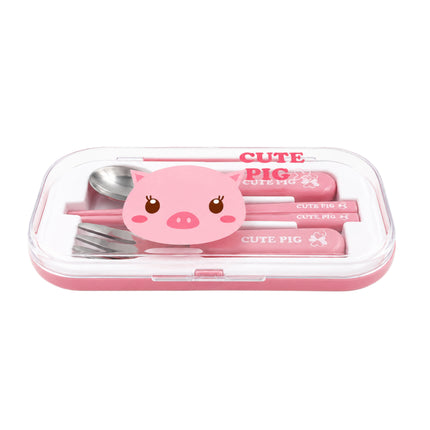 Kaizen Kids Spoon Fork Chopstick Set with Case (2 Colors) - Children's Travel Utensil Set