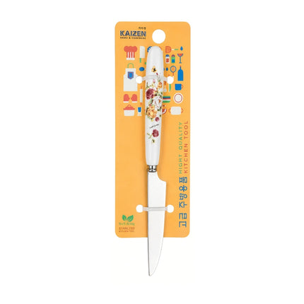 Kaizen Spring Floral Stainless Steel Flatware with Ceramic Handle - Spoon, Fork, or Knife - 7.5" / 8"