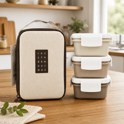 Komax Lunchmate 3-Piece Mini Lunch Box Set with Insulated Carry Bag - Made in Korea