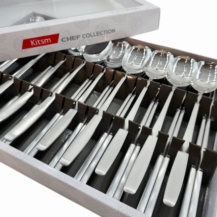 Kitsm Korean Stainless Steel Spoon & Chopsticks Set (10 Person Set) - Classic Plain Design - Made in Korea
