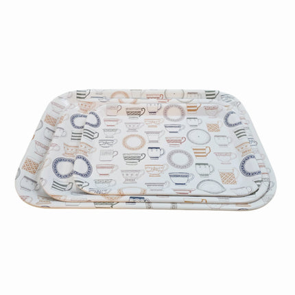 "Tea & Coffee Time" Food/Drink Serving Trays - Made in Korea (3 Sizes)