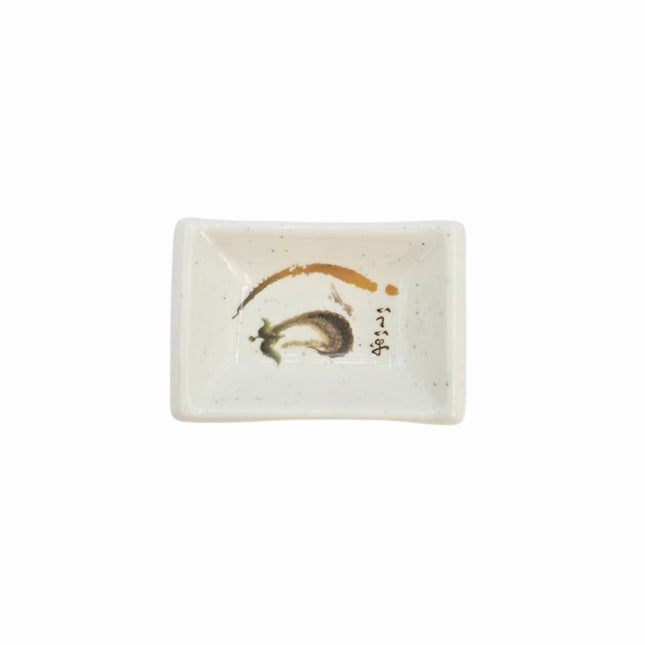 Traditional Eggplant Motif Rectangular Melamine Sauce Dish - 3.7" × 2.6" - Made in Taiwan