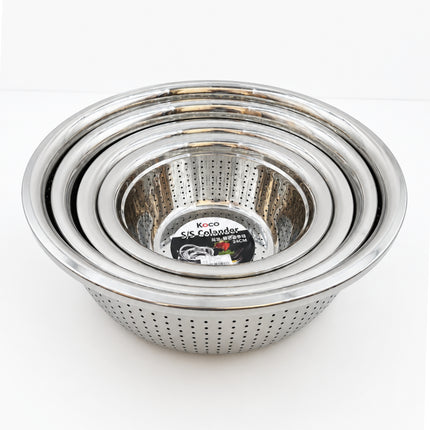 KOCO Premium Stainless Steel Colander – 4 Sizes (24 cm, 28 cm, 32 cm, or 36 cm) / (9.4", 11.0", 12.6", or 14.2")
