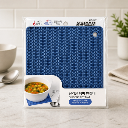 KAIZEN Silicone Pot Mat Trivet – Square Honeycomb Heat-Resistant Hot Pad – 7.1" x 7.1"