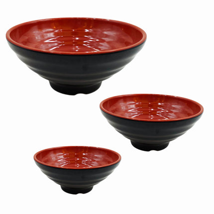 Traditional Red & Black Melamine Rice, Soup or Noodle Bowl – 3 Sizes (6.1", 7.5", or 8.5")