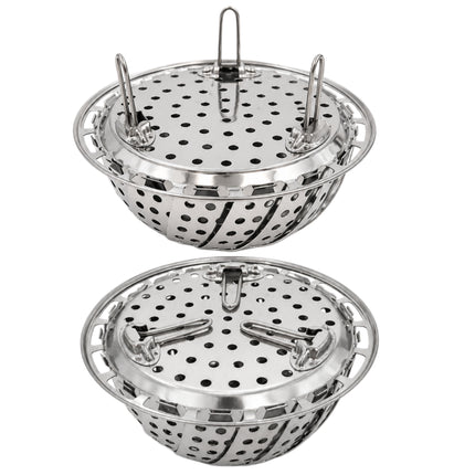 Stainless Steel Expandable Folding Steamer Basket with Folding Legs – 3 Sizes (Small, Medium, Large)