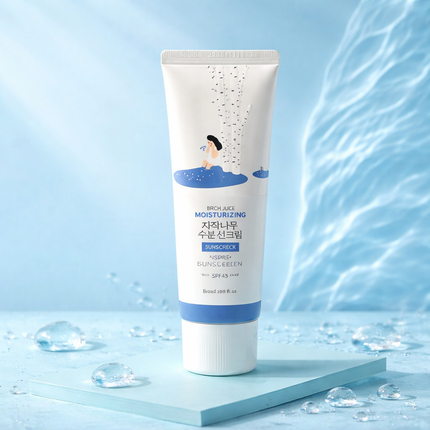 ROUND LAB Birch Juice Moisturizing Sunscreen SPF45 Broad Spectrum – Hydrating Daily UV Protection (50ml / 1.69 fl oz) - Made in Korea