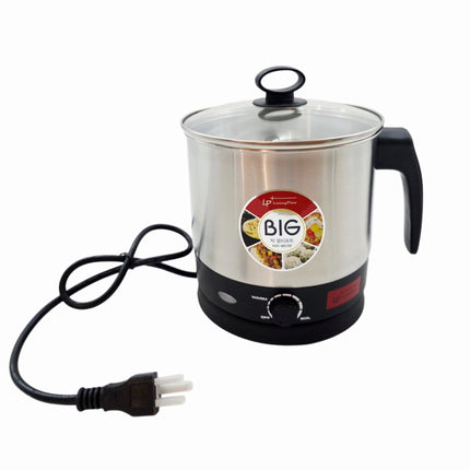 Living Plus BIG Stainless Steel Electric Multi Pot (2.0L) – Ramen Cooker with Detachable Power Base - Portable Multi Cooker