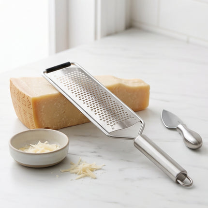 Kaizen Stainless Steel Cheese Grater with Protective Cover - 11.5" Long - Handheld Kitchen Grater for Cheese, Garlic, Ginger & Vegetables