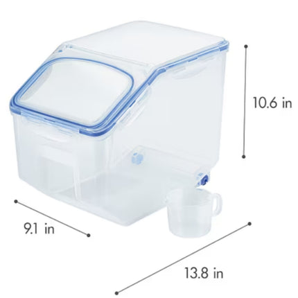 LocknLock Classic Airtight Rice Storage Container with Measuring Cup & Wheels (HPL510 - 12L / 406oz)