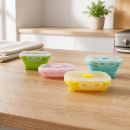 Kaizen Mini Collapsible Silicone Food Containers with Lids – 4-Piece Set - BPA-Free