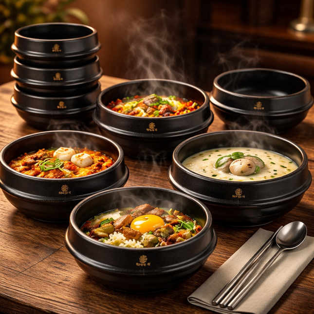 Korean Ttukbaegi Earthenware Soup Bowls – Standard Type - Authentic Clay Pots for Stews/Soups/Noodles/Rice - Made in Korea - 7 Sizes