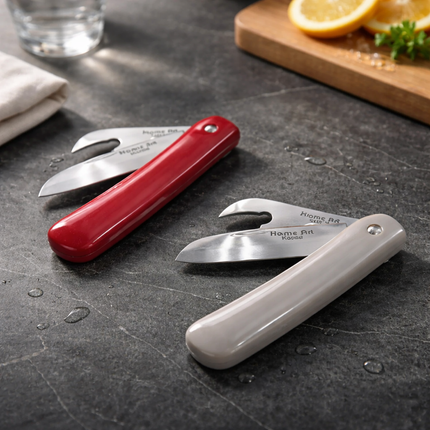 Home Art 4" Double Foldable Dual-Blade Pocket Knife – Stainless Steel – Gray or Red