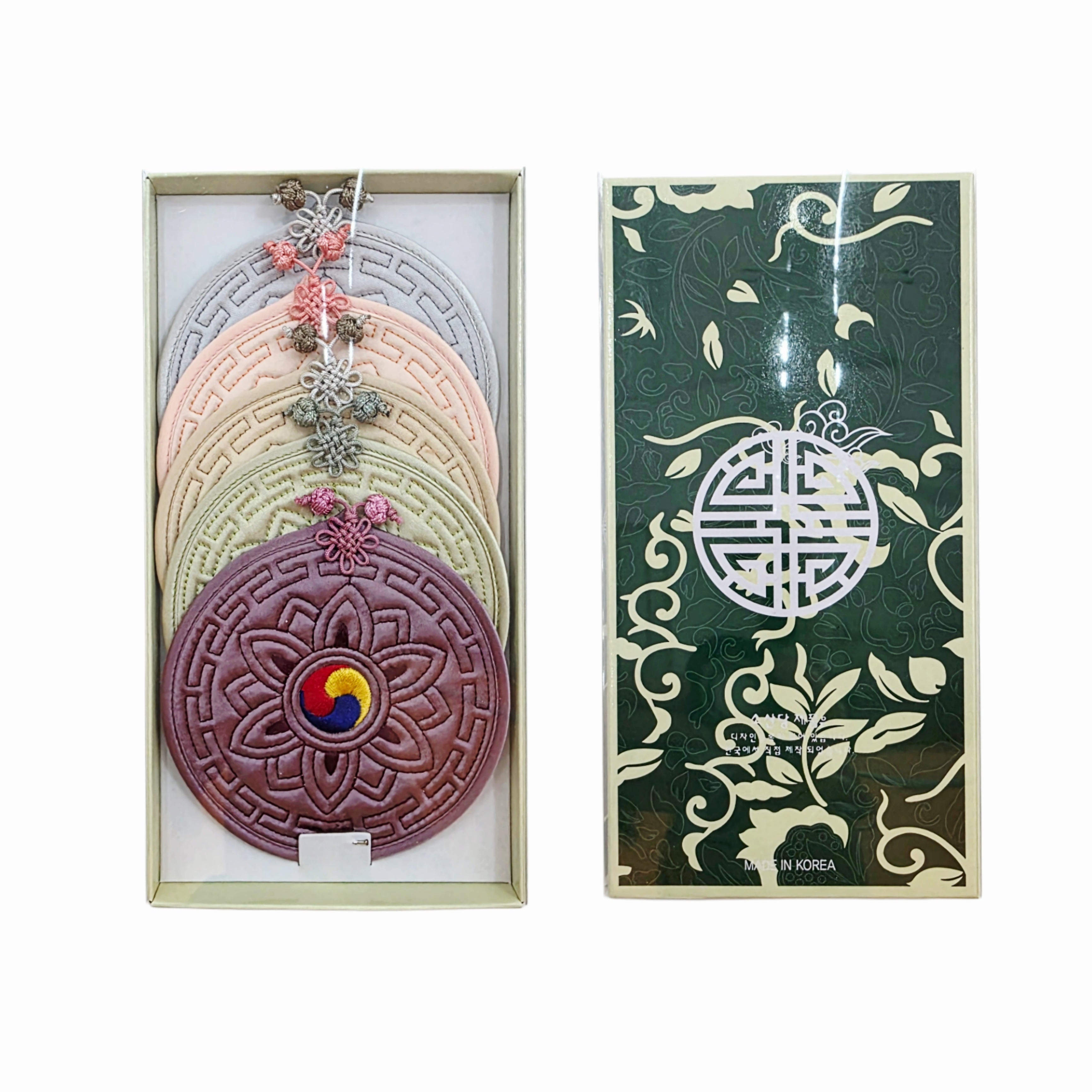 Box Set of 5 Handmade Traditional Korean Drink Coasters - Made in Korea