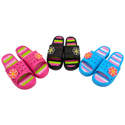 Korean Bathhouse Flower Slippers with Removable Cushioned Insoles – 3 Colors, 5 Sizes Available - EVA - Bath & Sauna Slides