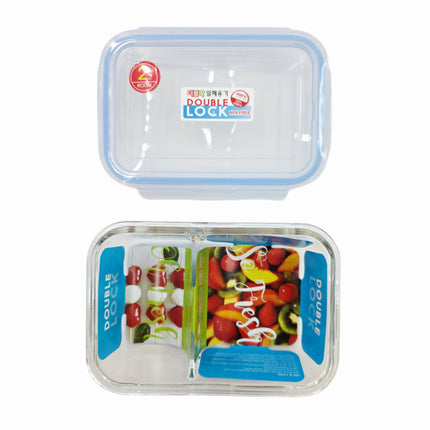 KBIG STORE Double Lock Borosilicate Glass Food Storage Container with Divider (4 Sizes) – BPA Free – Oven & Microwave Safe
