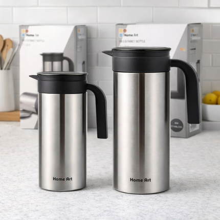 Home Art 304 Stainless Steel Beverage Pitcher with Handle (2 Sizes: 1.5L / 1.8L) - Wide Mouth Water Bottle/Carafe