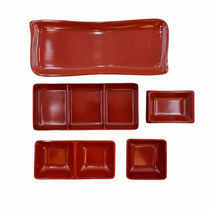 Red & Black Melamine Sauce Dish and Serving Plate Series - 5 Styles