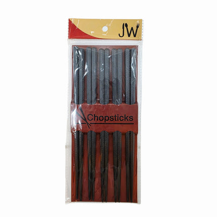JW Textured Fiberglass Chopsticks Set (5 Pairs) - Black - 8.75" - Reusable Chopsticks