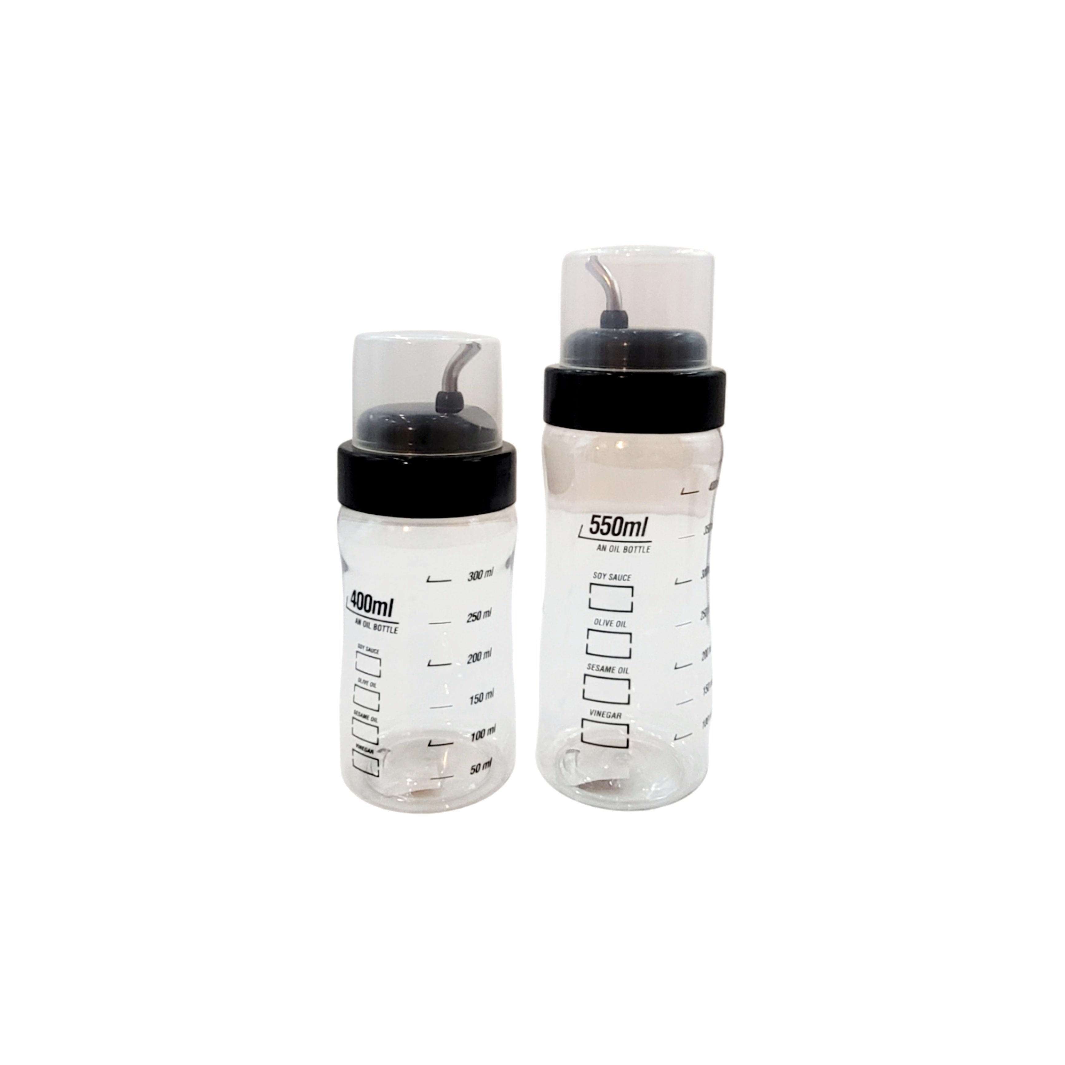 Wide Body Oil/Vinegar/Sauce Bottle W/ Lid (High Quality Plastic - Stainless Steel Spout) - Made in Korea