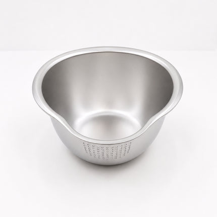 Stainless Steel Vegetable Washing & Draining Bowl with Built-In Strainer - 10.6" x 9.4" (27 x 24 cm)