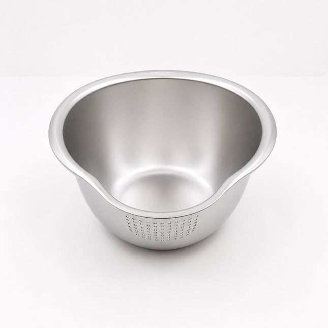 Stainless Steel Vegetable Washing & Draining Bowl with Built-In Strainer - 10.6" x 9.4" (27 x 24 cm)