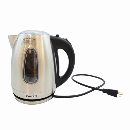 Kaizen 1.7L Stainless Steel Electric Kettle with Blue LED – Cordless Electric Kettle with 360° Rotating Power Base
