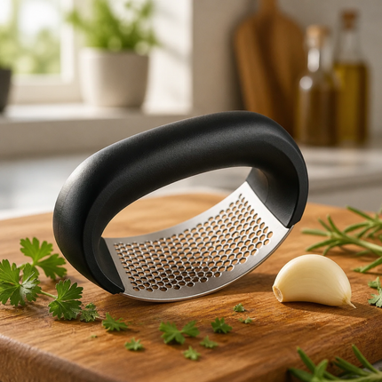 304 Stainless Steel Rolling Garlic Press – Ergonomic Handle – 4.25 in.
