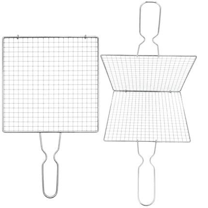 Lightweight Foldable Metal BBQ Grill Basket – 10.25" x 10.25" (26 x 26 cm)