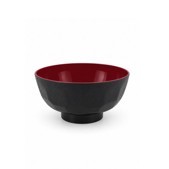 Japanese Style Textured Red & Black Melamine Rice / Soup Bowl - 4.63 in - Made in Japan