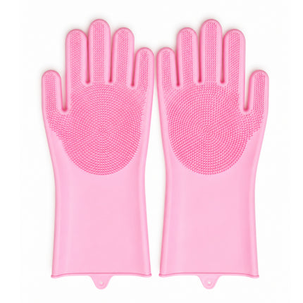 Silicone Scrubbing & Cleaning Gloves with Built-In Bristles - 5 Color Options