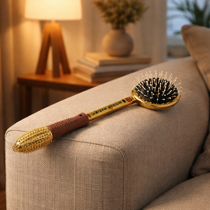 Golden Punching Massage Stick - Metallic Gold Korean Dual-Head Body Massager - Acupressure Roller & Tapping Massage Tool - Made in Korea