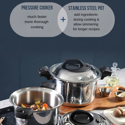 Altenbach Signature Exkoochen Hybrid Low-Pressure Stainless Steel Pot (3 Sizes) – 5-Ply Stainless Steel – Induction Compatible – Made in Korea