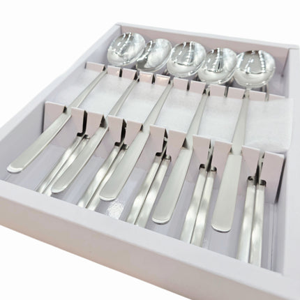 Golden Bell Korean 18/10 Stainless Steel Spoon & Chopsticks Set (5 Person Set) - Classic Plain Design - Made in Korea