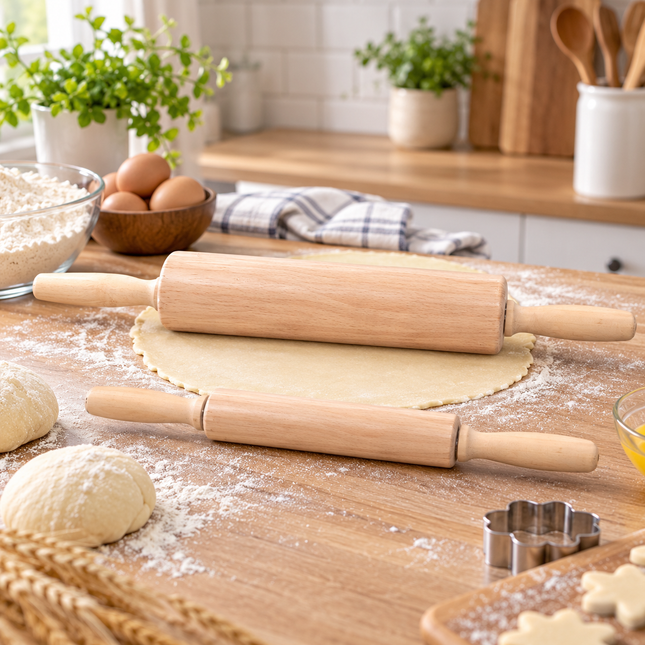 Kaizen Wooden Rolling Pin with Free-Rolling Barrel – 2 Sizes