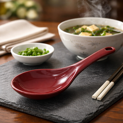 Red Melamine Serving Spoon – Large Wide-Head Serving Spoon, 8.6"