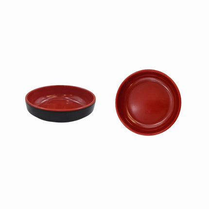 Red & Black Melamine Sauce Dish – Round Condiment & Dipping Dish, 3.5"