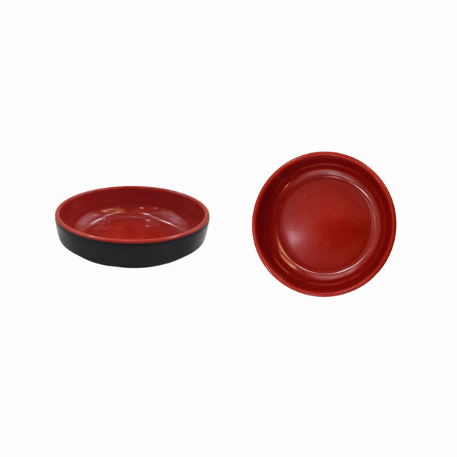 Red & Black Melamine Sauce Dish – Round Condiment & Dipping Dish, 3.5"